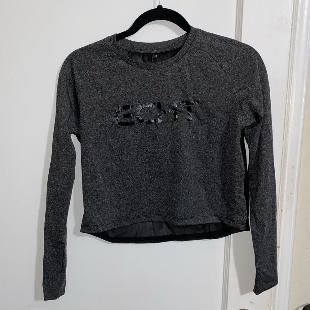 Etch active long sleeve crop top with mesh back